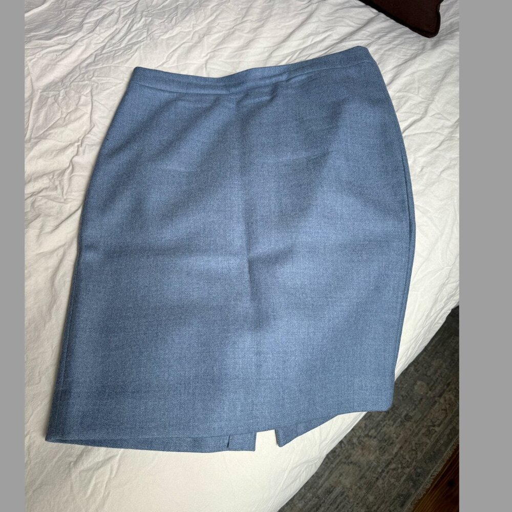 J. CREW No. 2, 💯 Wool Pencil Skirt In Denim Blue, Size 10